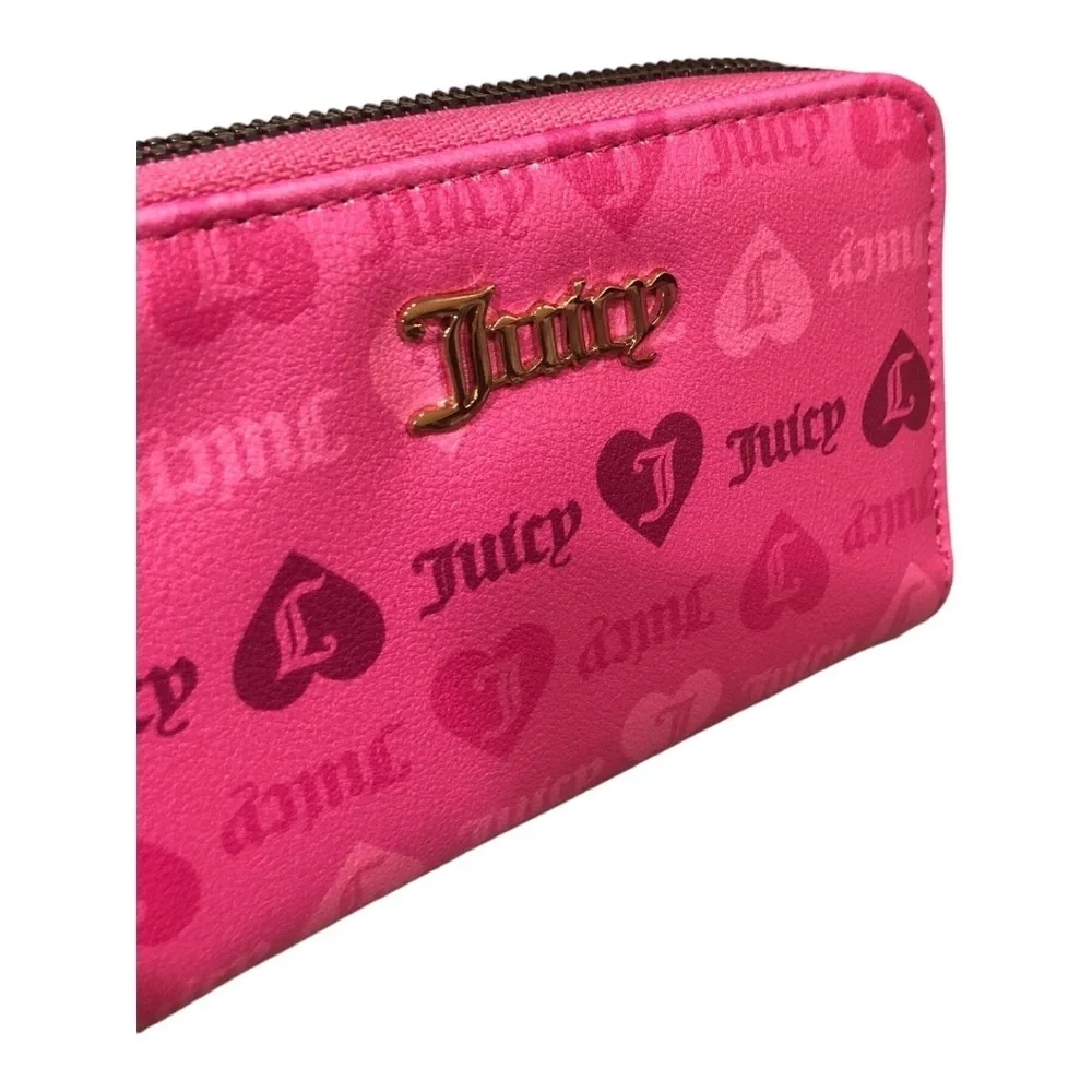 Juicy Couture juicy pink girls just‎ wanna have fun double zip around wallet new
